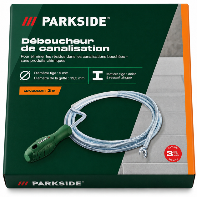 Сантехническая спираль PARKSIDE для прочистки труб 3 м 9 мм HG12014A - изображение 2