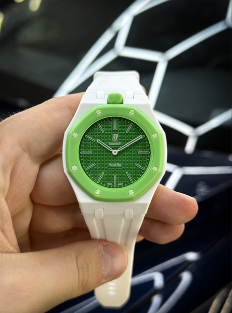 Наручные часы в стиле Audemars Piguet Swatch Royal Pop механика Зеленые - изображение 7