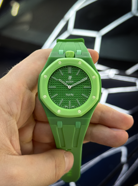 Наручные часы в стиле Audemars Piguet Swatch Royal Pop механика Зеленые - изображение 8