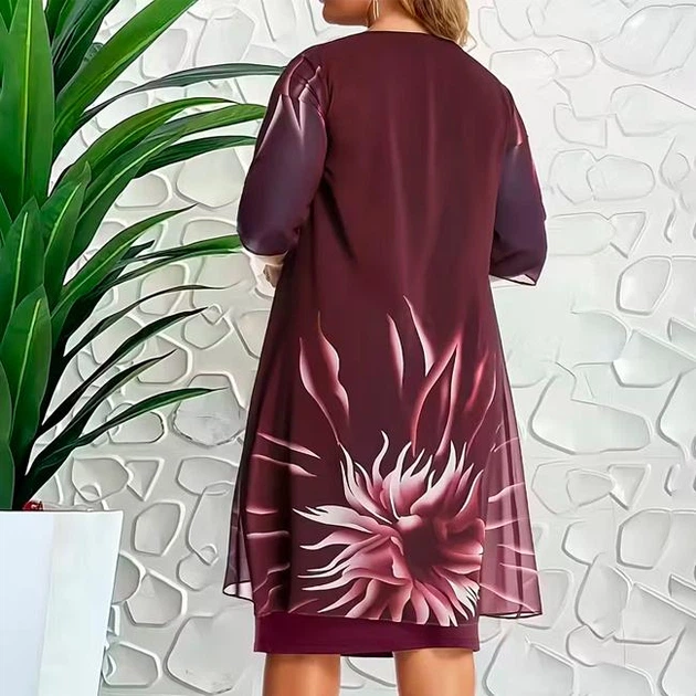 Жіноча легка сукня «Alice» Бордова 2XL арт. 2041 - Фото 2 Жіноча легка сукня «Alice» Бордова 2XL арт. 2041 - зображення 2