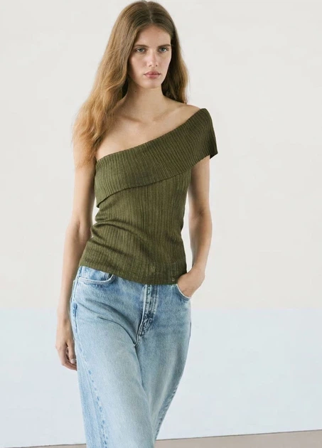 Майка massimo dutti на одне плече кольору хакі 6240936502 M - Фото 1 Майка massimo dutti на одне плече кольору хакі 6240936502 M - изображение 1