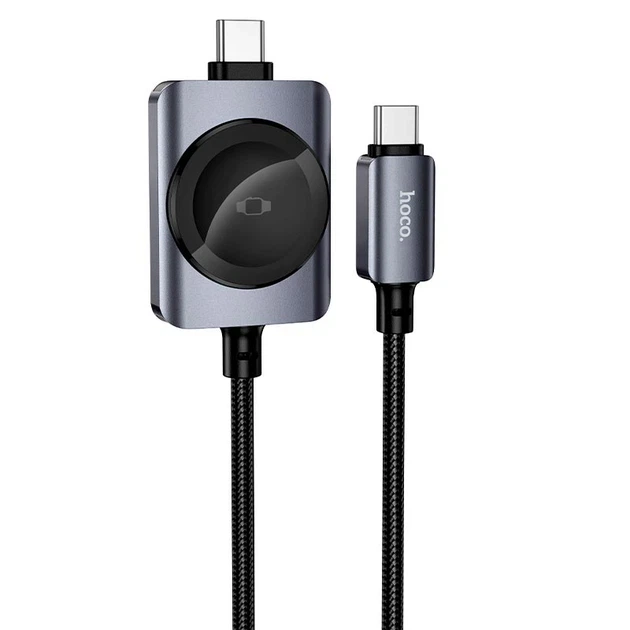 Беспроводное зарядное устройство HOCO CW66 2-in-1 Type-C to iWatch / Type-C PD100W с магнитной зарядкой для Apple Watch 1.2 м Черный - изображение 3