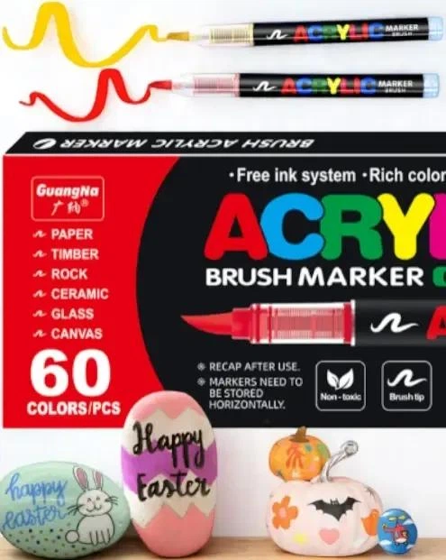 Набір акрилових маркерів із пензлевим наконечником ACRYLIC BRUSH MARKER, 60 кольорів, DMX-2025A-60 - Фото 1 Набір акрилових маркерів із пензлевим наконечником ACRYLIC BRUSH MARKER, 60 кольорів, DMX-2025A-60 - зображення 1