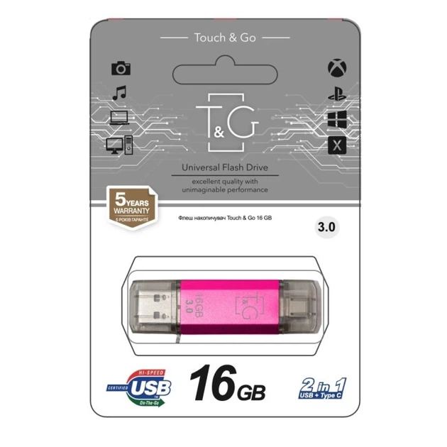 Флеш-накопитель USB 3.0 16GB Type-C T&G 009 Star Series Fuchsia (TG009TC-16GFC3) - изображение 2