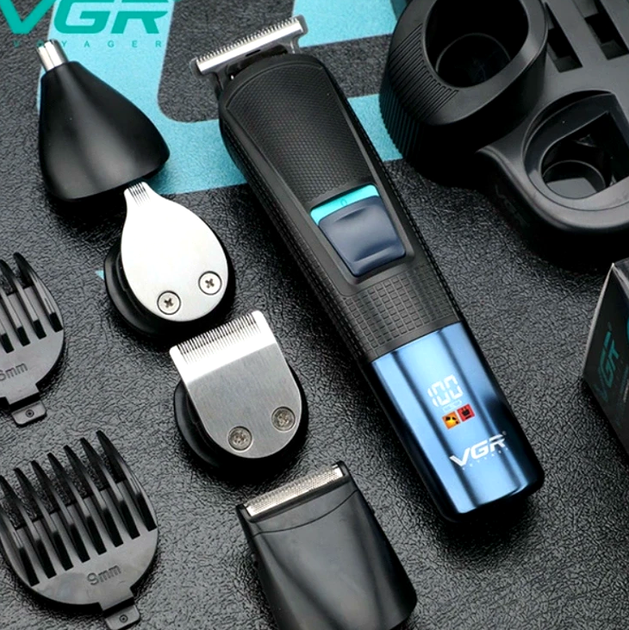 Набор для стрижки VGR V-108 Black триммер для бороды и усов с аккумулятором и насадками для длины 0 5 12 мм - изображение 3
