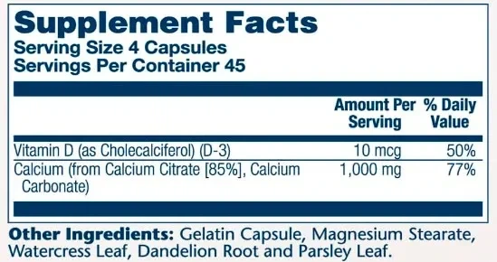 Кальций с витамином D3 в форме цитрата Calcium w/ D3 Citrate 1000 мг Solaray, 90 капсул - Фото 2 Кальций с витамином D3 в форме цитрата Calcium w/ D3 Citrate 1000 мг Solaray, 90 капсул - изображение 2