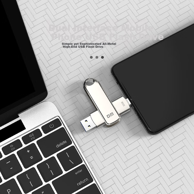 Флеш-накопитель DM Daimai 512 ГБ Type-C USB3.2 для Android-смартфонов, металлический корпус PD189, двухинтерфейсный, высокоскоростной, для телефонов и компьютеров. - изображение 7