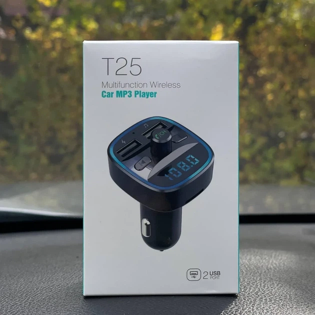 FM модулятор T25 Bluetooth 3в1 автомобільний трансмітер MP3 USB MicroSD Handsfree для прикурювача - изображение 2