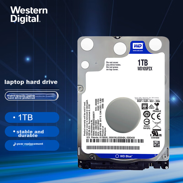 Механічний жорсткий диск Western Digital (WD) для ноутбука 1 ТБ, WD Blue, SATA 5400 об/хв, кеш-пам'ять 128 МБ, 7 мм, 2,5-дюймовий, WD10SPZX - Фото 3 Механічний жорсткий диск Western Digital (WD) для ноутбука 1 ТБ, WD Blue, SATA 5400 об/хв, кеш-пам'ять 128 МБ, 7 мм, 2,5-дюймовий, WD10SPZX - зображення 3