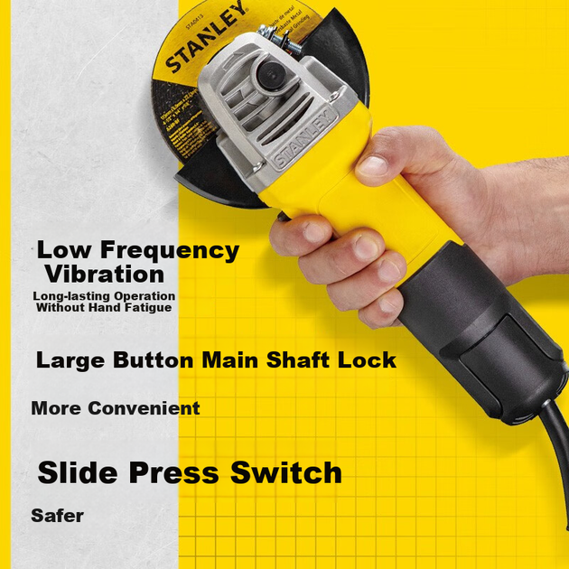 Машина углошлифовальная STANLEY SG7100 с медным двигателем - изображение 6