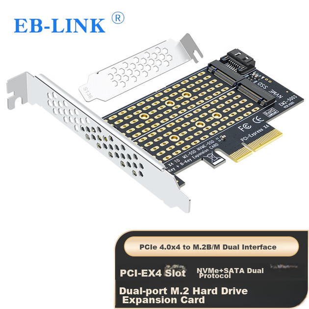 Адаптер EB-LINK PCIe 4.0 x4 на два разъема M.2 NVMe и SATA - изображение 4