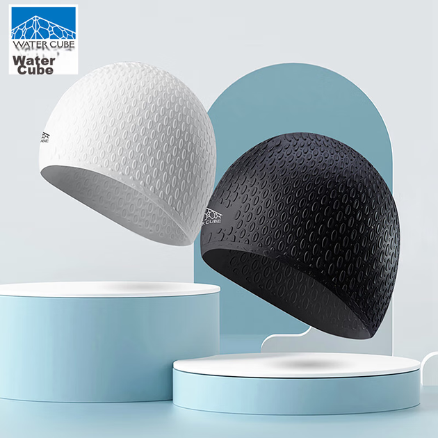 Силиконовая шапочка для плавания WATER CUBE, унисекс, водонепроницаемая, высокоэластичная, не сдавливает, каплевидная форма, белая - Фото 4 Силиконовая шапочка для плавания WATER CUBE, унисекс, водонепроницаемая, высокоэластичная, не сдавливает, каплевидная форма, белая - изображение 4