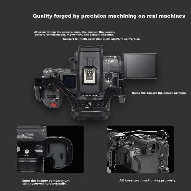 Клетка Yingshijiang из алюминиевого сплава для Canon EOS R5, R5C, R6, R6 II, R7, R10, R50, R100 и RP - Фото 6 Клетка Yingshijiang из алюминиевого сплава для Canon EOS R5, R5C, R6, R6 II, R7, R10, R50, R100 и RP - изображение 6