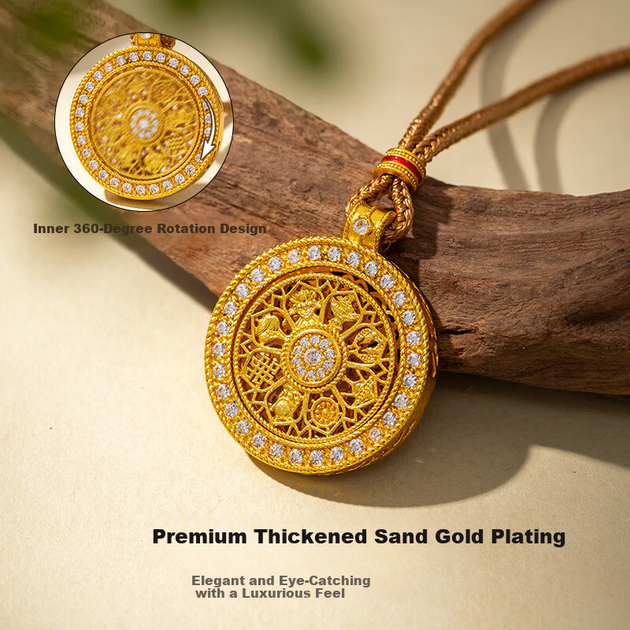 Колье женское Qlady Eight Treasures Compass Sand Gold длинное с кулоном зодиака, легкое - Фото 5 Колье женское Qlady Eight Treasures Compass Sand Gold длинное с кулоном зодиака, легкое - изображение 5