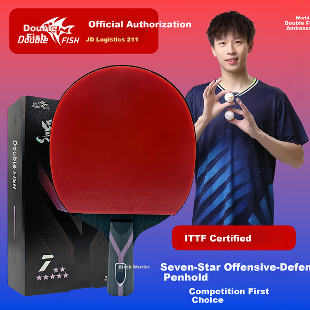 Ракетка для настольного тенниса DOUBLE FISH Black Warrior 7-Star Professional Competition Racket 7-Star Shakehand Grip - изображение 4
