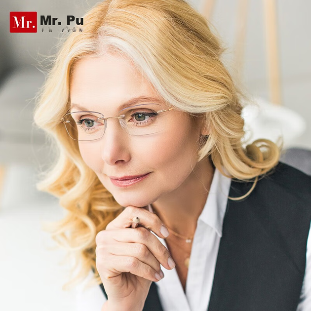 Окуляри для читання Mr.PuTian з захистом від синього світла біфокальні для пресбіопії оправа з золота, кут 300°, 65-69 років - зображення 5