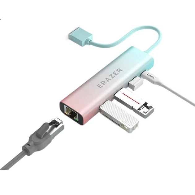 Док-станція Lenovo USB 3.0 хаб з адаптером Gigabit Ethernet RJ45 для ноутбука - зображення 2