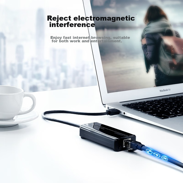 Док-станция UGREEN USB - Gigabit Ethernet, внешний сетевой адаптер для ноутбука, совместима с Apple, Huawei, Lenovo - изображение 5
