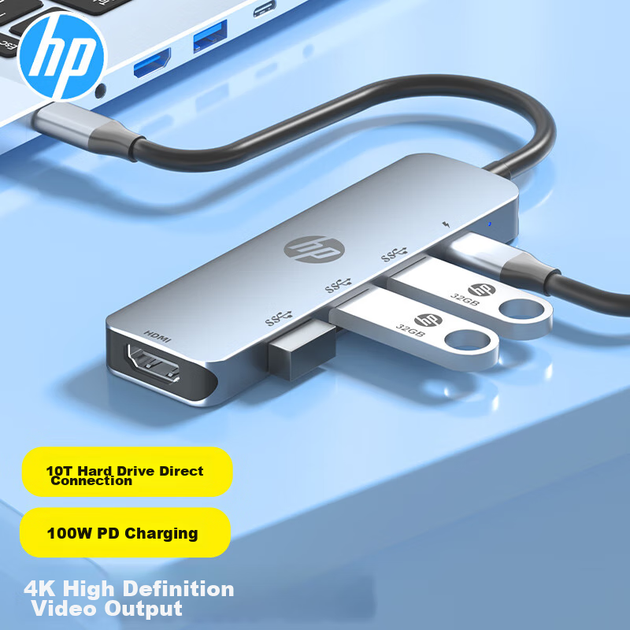 Док-станція розширення HP Type-C, концентратор USB 3.0, конвертер HDMI, швидкий зарядний концентратор PD потужністю 100 Вт, для телефонів, комп'ютерів та ноутбуків - зображення 4