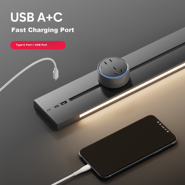Світильник трековий CHIGO світлодіодний з датчиком та розетками USB та Type-C, 50 см, чорний - зображення 8