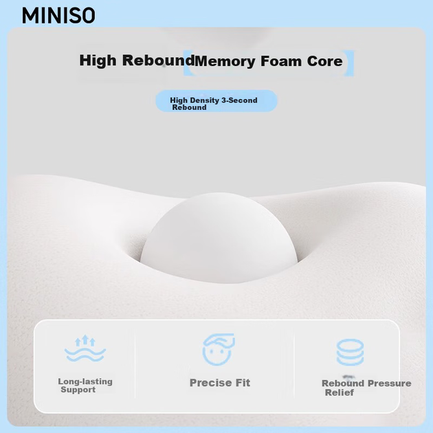 Подушка MINISO из пены с эффектом памяти многофункциональная для сна и поддержки спины - изображение 5