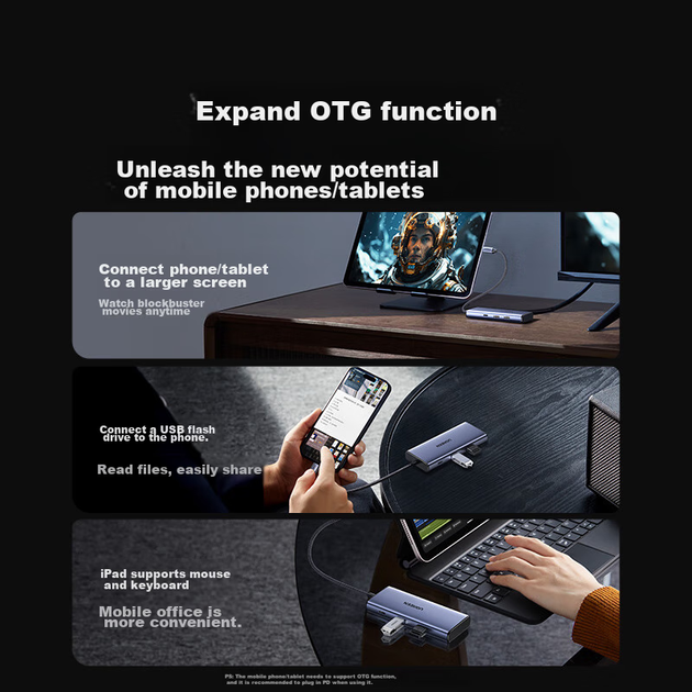 Док-станция UGREEN Type-C с двумя HDMI 4K и Thunderbolt 4, для трех дисплеев, для ноутбуков - изображение 12