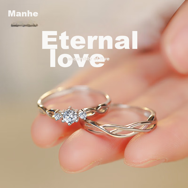 Парные кольца MANHE из серебра S925 с фианитами, для помолвки и свадьбы, женское и мужское - Фото 8 Парные кольца MANHE из серебра S925 с фианитами, для помолвки и свадьбы, женское и мужское - изображение 8