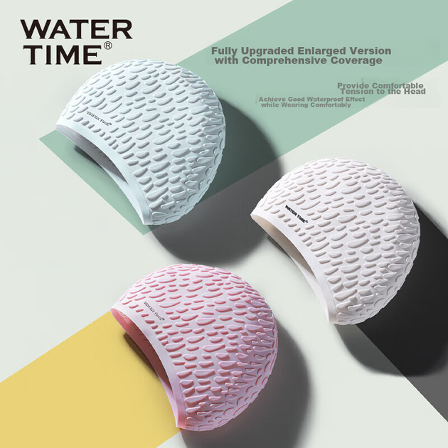 Шапочка для плавания WATERTIME Shuichuan для женщин, силиконовая, для длинных волос, с защитой ушей, водонепроницаемая, розовая - изображение 7