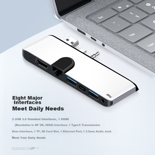 Док-станция Isky для Microsoft Surface Laptop 3/4/5/6 Go с HDMI 4K, RJ45 и USB 3.0 - изображение 5