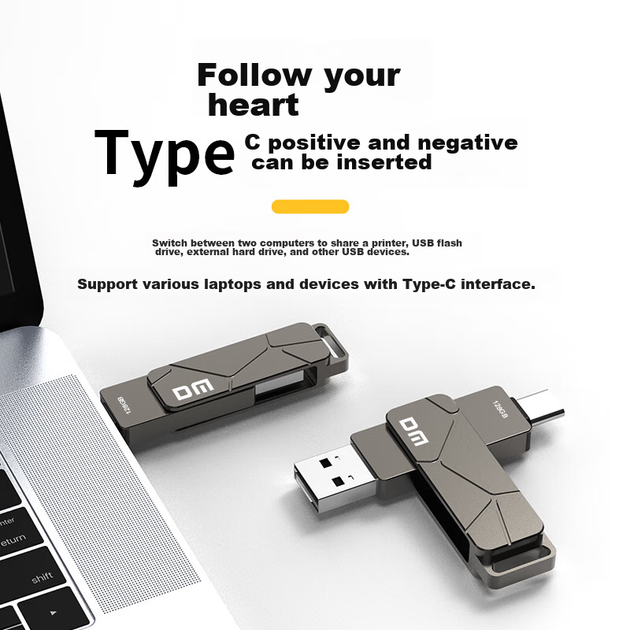 Флеш-накопитель DM Daimai 128 ГБ USB3.2 Type-C с двойным интерфейсом и высокой скоростью передачи данных (PD198) для Android, Apple, ноутбуков и использования в автомобиле. - изображение 5