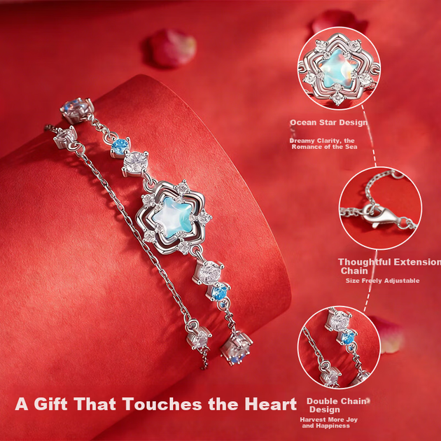Серебряный браслет Sino Gem Ocean Heart с двойным слоем камня, роскошный подарок для женщин на годовщину свадьбы (2026), новый подарок на день рождения для девушки. - Фото 7 Серебряный браслет Sino Gem Ocean Heart с двойным слоем камня, роскошный подарок для женщин на годовщину свадьбы (2026), новый подарок на день рождения для девушки. - изображение 7