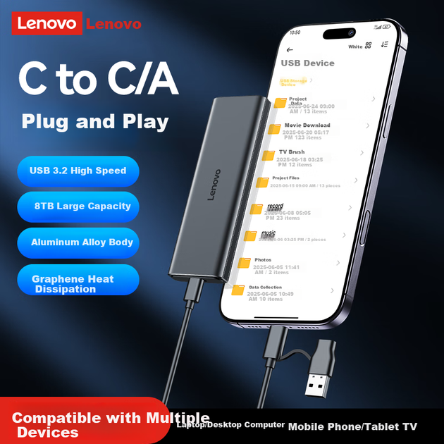 Корпус Lenovo для SSD M.2 NVMe портативний Type-C 3.2 алюмінієвий - зображення 6