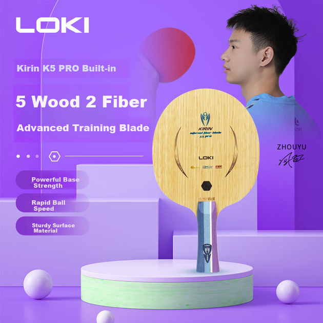 Ракетка для настольного тенниса LOKI Thor Kirin K5 PRO с волоконной рукояткой - Фото 3 Ракетка для настольного тенниса LOKI Thor Kirin K5 PRO с волоконной рукояткой - изображение 3