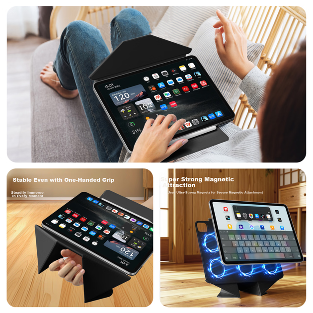 Чохол ZhiTing для iPad Pro 11 дюймів 2020-2022 магнітний двосторонній, чорний - Фото 7 Чохол ZhiTing для iPad Pro 11 дюймів 2020-2022 магнітний двосторонній, чорний - зображення 7