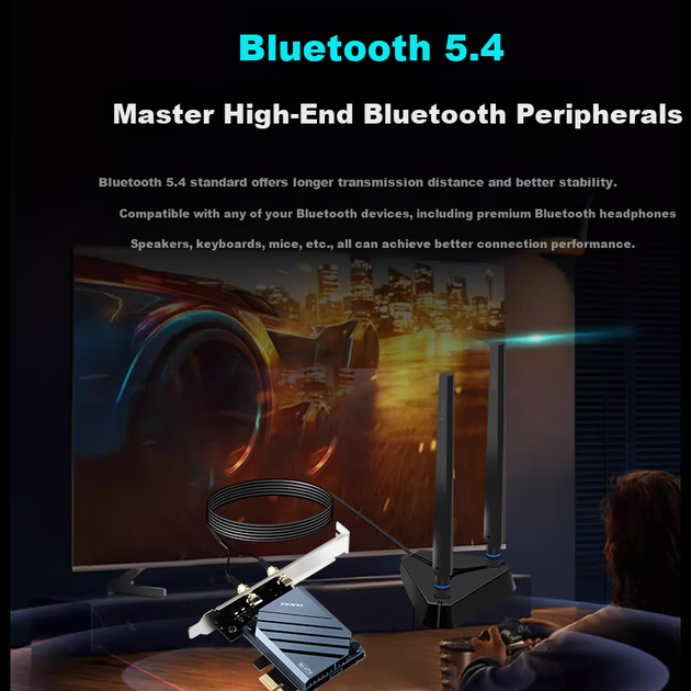 Wi-Fi/Bluetooth адаптер Fenvi QCNCM865 WiFi7 / 8774 Мбіт/с / Bluetooth 5.4 / 6 ГГц / Три діапазони / MU-MIMO / PCI Express - Фото 4 Wi-Fi/Bluetooth адаптер Fenvi QCNCM865 WiFi7 / 8774 Мбіт/с / Bluetooth 5.4 / 6 ГГц / Три діапазони / MU-MIMO / PCI Express - зображення 4