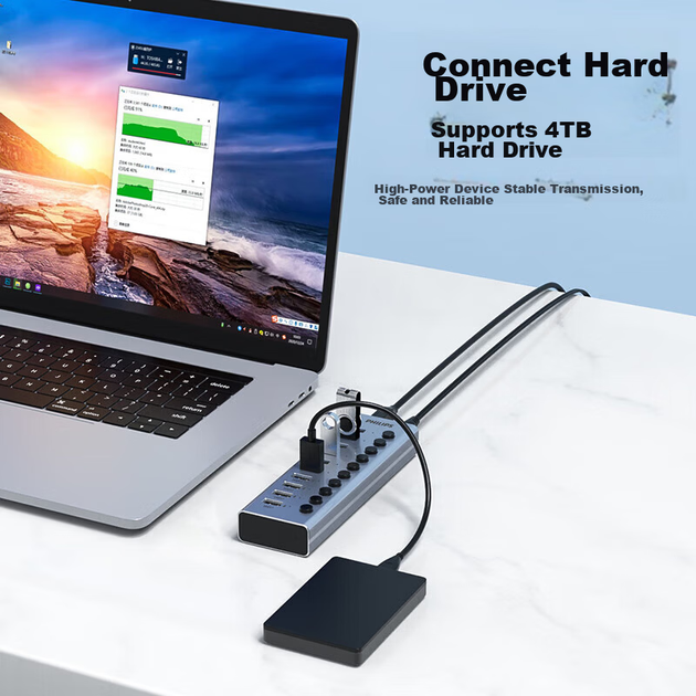 USB-хаб PHILIPS 1531F на 10 портов USB 3.0 с выключателями и блоком питания - изображение 9