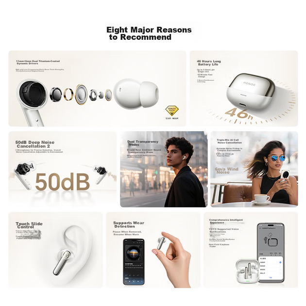 Навушники Honor Earbuds 4 Bluetooth ANC Black (6936520879625) - зображення 2