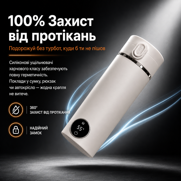 Smart Thermo Bottle 316 - Портативный смарт-термос с дисплеем и функцией подогрева 500 мл, белый - Фото 3 Smart Thermo Bottle 316 - Портативный смарт-термос с дисплеем и функцией подогрева 500 мл, белый - изображение 3