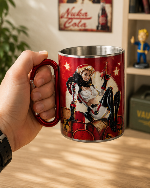 Металева кружка 300 мл з карабіном "Fallout Nuka Cola" - Фото 2 Металева кружка 300 мл з карабіном "Fallout Nuka Cola" - изображение 2