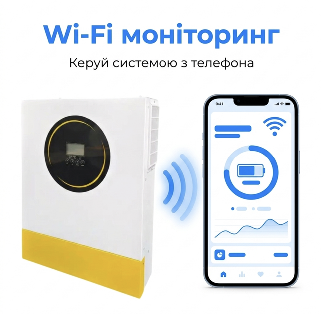 Гібридний інвертор сонячний Anenji 11 кВт 48 В автономний з Wi-Fi двома MPPT контролерами чиста синусоїда однофазний для квартири сонячних панелей для дому з низьким рівнем шуму - Фото 7 Гібридний інвертор сонячний Anenji 11 кВт 48 В автономний з Wi-Fi двома MPPT контролерами чиста синусоїда однофазний для квартири сонячних панелей для дому з низьким рівнем шуму - зображення 7