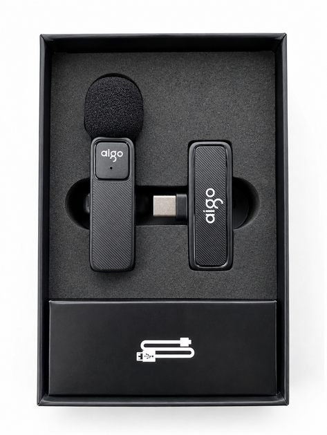 Беспроводной микрофон Aigo S41 Type-C для Android, смартфона, записи видео, стримов, интервью, шумоподавление - Фото 2 Беспроводной микрофон Aigo S41 Type-C для Android, смартфона, записи видео, стримов, интервью, шумоподавление - изображение 2