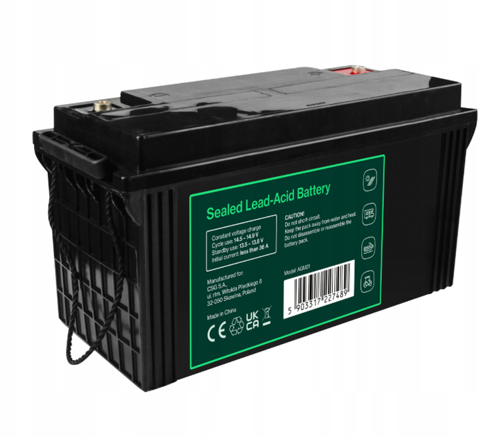 Акумулятор Green Cell AGM VRLA 12V 120Ah IP54 не потребує облуговування (термін служби - 5 років) - Фото 4 Акумулятор Green Cell AGM VRLA 12V 120Ah IP54 не потребує облуговування (термін служби - 5 років) - зображення 4