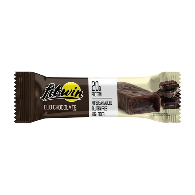 Протеїновий батончик Fitwin Duo Chocolate 20 г білка без цукру 60 г - Фото 1 Протеїновий батончик Fitwin Duo Chocolate 20 г білка без цукру 60 г - зображення 1