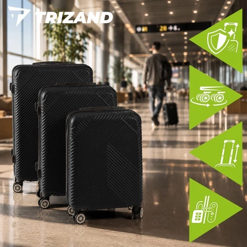 Комплект валіз набір чемоданів 3-в-1 - чорний Trizand 26661 39 л, 70 л, 99 л - Фото 2 Комплект валіз набір чемоданів 3-в-1 - чорний Trizand 26661 39 л, 70 л, 99 л - зображення 2