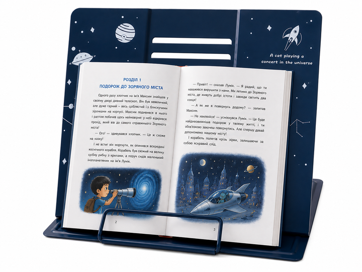 Підставка для книжок металева, синя 21*23см, "Кішка у всесвіті" LTS-8164--76259C - зображення 2