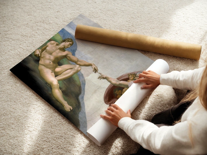 Постер Створення Адама, Мікеланджело, Michelangelo, Creation of Adam, інтер'єрний декор, A3 21×42 см (id3421) - зображення 3