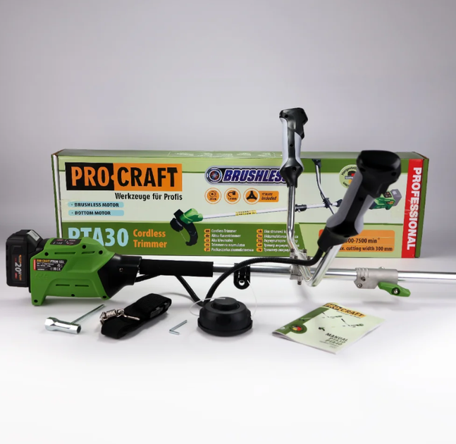 Аккумуляторный триммер Procraft PTA30 бесщеточный 20 В с разборной штангой плавным пуском регулировкой оборотов без аккумулятора и зарядного устройства - изображение 4