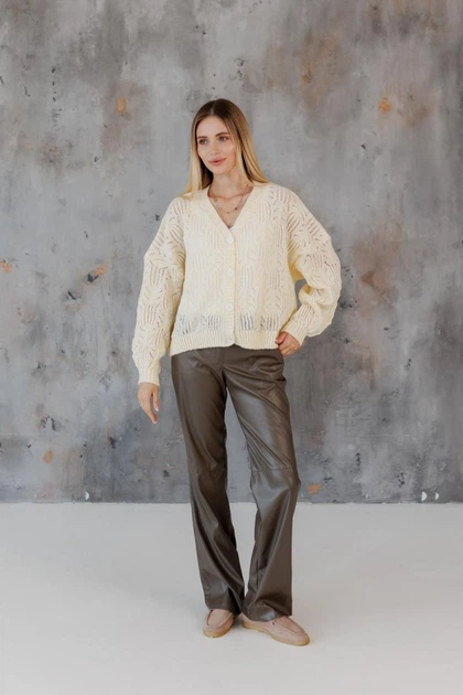 Кардиган жіночий Мереживо ART KNIT лимонний, S-M 045748 - Фото 2 Кардиган жіночий Мереживо ART KNIT лимонний, S-M 045748 - зображення 2