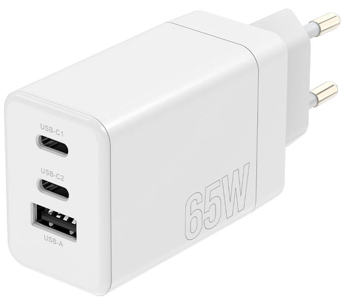Ładowarka sieciowa Maxlife PD QC MXTC-08-65ACC 2x USB-C 1x USB 65W White (6975837583641) - obraz 3