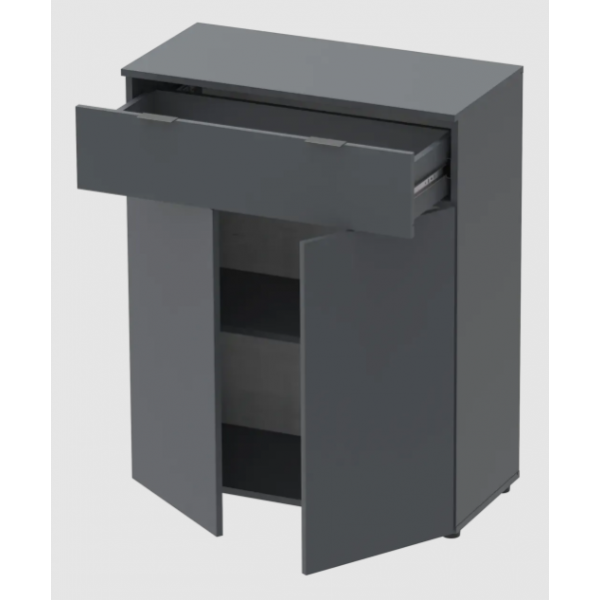 Комод Doros Рон 2 фасади 1 шухляда Графіт 80х38х100 (41516004) - Фото 2 Комод Doros Рон 2 фасади 1 шухляда Графіт 80х38х100 (41516004) - зображення 2